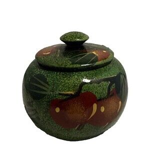 Hand Carved Wooden Trinket Bowl with Lid Haiti 4"